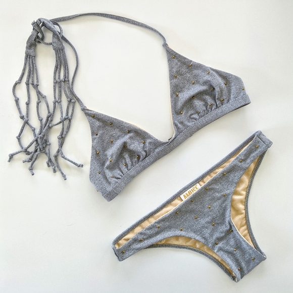 Amuse Society Luna & Everly Heather Grey w/Gold Micro Studs Bikini S - Picture 5 of 9